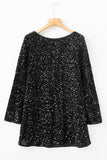 Sequin Round Neck Long Sleeve Mini Dress - Trendsi - Flyclothing LLC