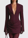 Full Size Blazer-Style Long Sleeve Mini Dress Plus Size - Trendsi - Flyclothing LLC