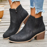 Round Toe Block Heels Boots - Trendsi - Flyclothing LLC
