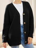 Button Down V-Neck Long Sleeve Cardigan - Trendsi - Flyclothing LLC