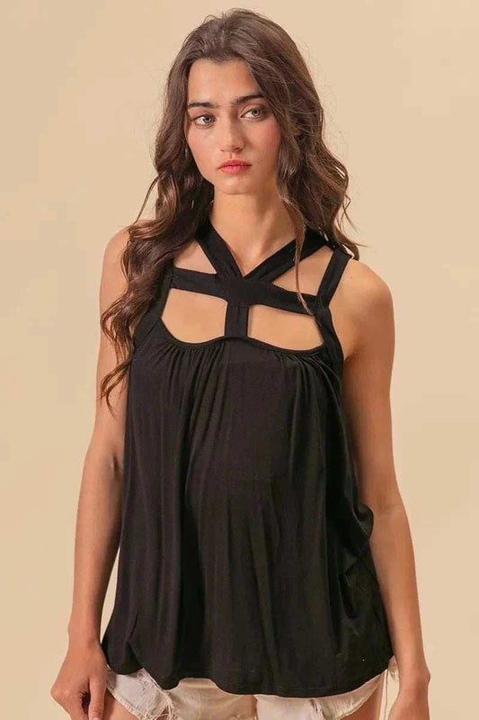 BiBi Rayon Span Jersey Cut Out with Straps Detailed - Trendsi - Flyclothing LLC