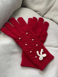 Thermal Pearl Detail Bow Five-Finger Gloves - Trendsi - Flyclothing LLC