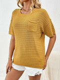 Round Neck Half Sleeve Knit Top - Trendsi - Flyclothing LLC