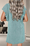 Textured Ruffled Round Neck Cap Sleeve Dress - Trendsi - Flyclothing LLC