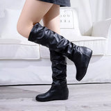 Round Toe Slouch Boots - Trendsi - Flyclothing LLC