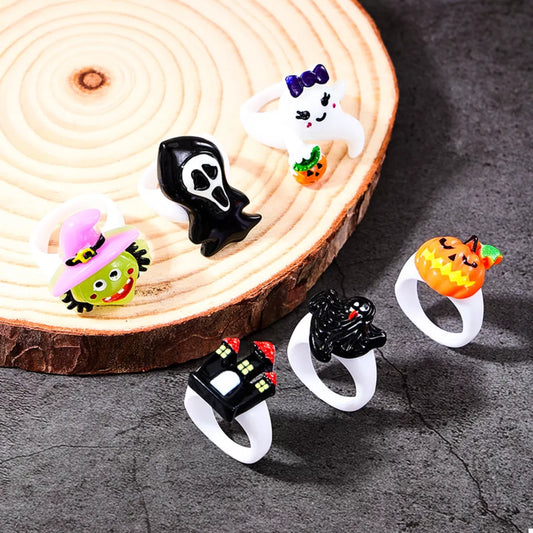 6 Piece Halloween Themed Rings - Trendsi - Flyclothing LLC