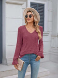 Lace Detail V-Neck Long Sleeve T-Shirt - Trendsi - Flyclothing LLC