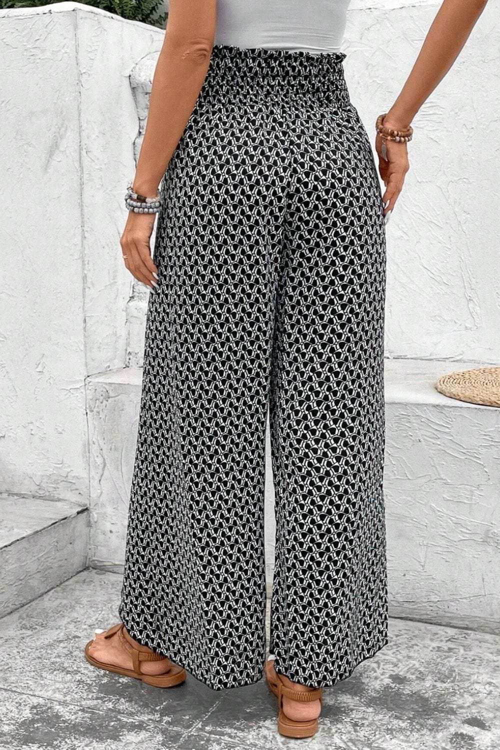 Slit Printed Wide leg Pants - Trendsi - Flyclothing LLC