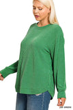 Zenana Full Size Raised Rib Round Neck Long Sleeve Top Plus Size - Trendsi - Flyclothing LLC