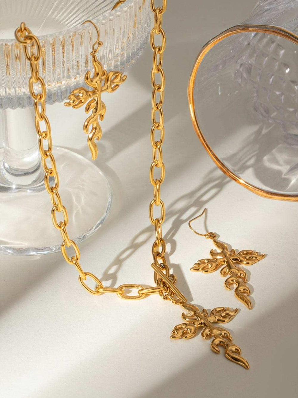 18K Gold-Plated Stainless Steel Cross Necklace - Trendsi - Flyclothing LLC