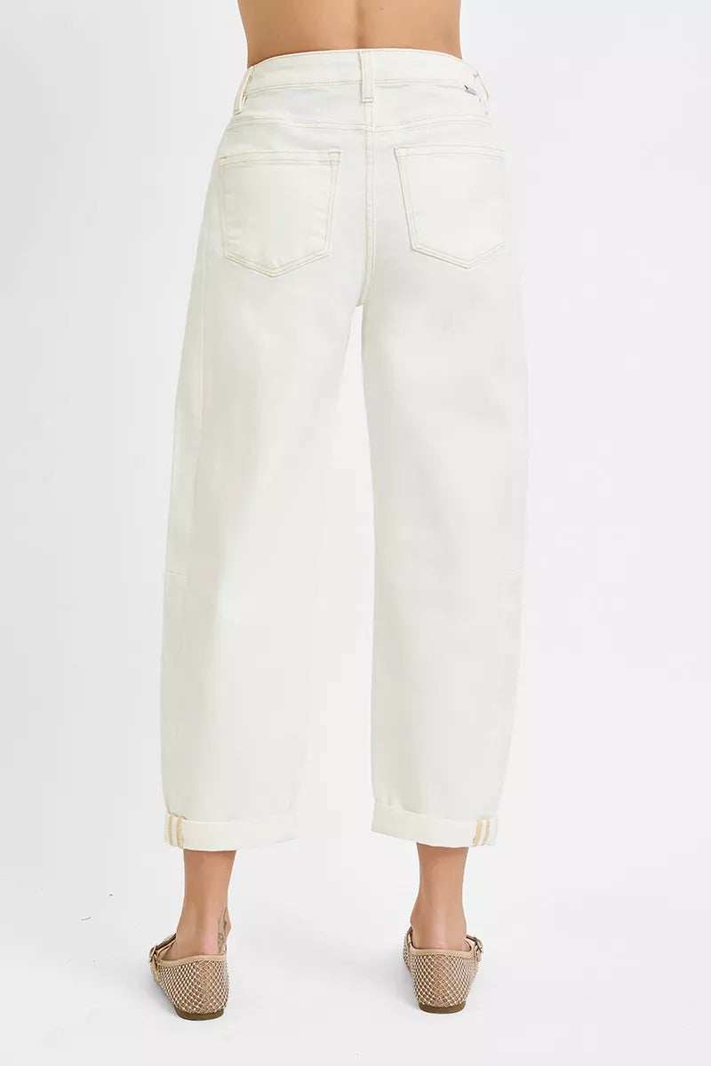 RISEN Full Size High Rise Barrel Cropped Jeans Plus Size - Trendsi - Flyclothing LLC