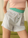 Striped Elastic Waist Shorts - Trendsi - Flyclothing LLC