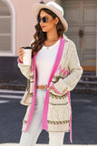 Contrast Tied Open Front Cardigan - Trendsi - Flyclothing LLC