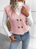 Full Size Button Up V-Neck Sweater Vest - Trendsi - Flyclothing LLC