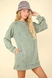VERY J Mineral Washed Oversized Sweatshirt Mini Dress - Trendsi - Flyclothing LLC