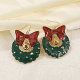 Christmas Wreath Bow Drop Earrings - Trendsi - Flyclothing LLC