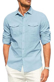 Men's Plus Size Button Down Collared Neck Long Sleeve Shirt - Trendsi - Flyclothing LLC