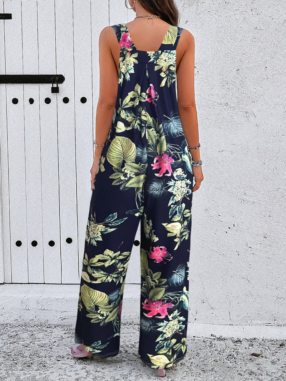 Plus Size Printed Wide Leg Jumpsuit - Trendsi - Flyclothing LLC