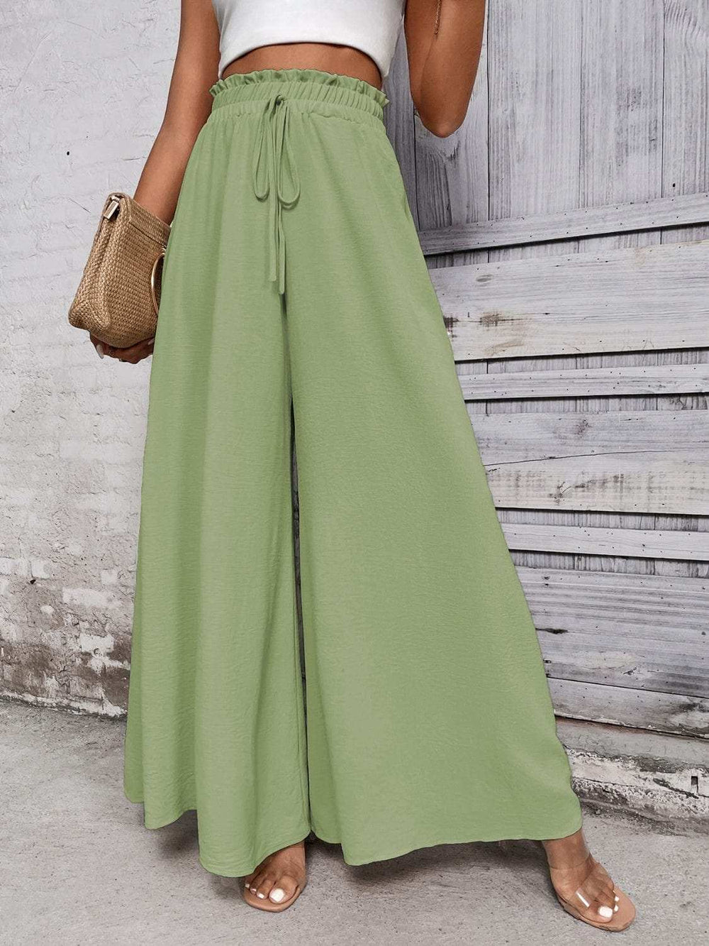Tied High Waist Wide Leg Pants - Trendsi - Flyclothing LLC