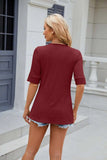 Texture Square Neck Short Sleeve Blouse - Trendsi - Flyclothing LLC