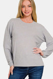 Zenana Hacci Round Neck Long Sleeve T-Shirt - Trendsi - Flyclothing LLC