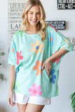 HOPELY Floral Waffle Oversize T-Shirt - Trendsi - Flyclothing LLC