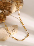 Stainless Steel Pearl Chain Necklace - Trendsi - Flyclothing LLC