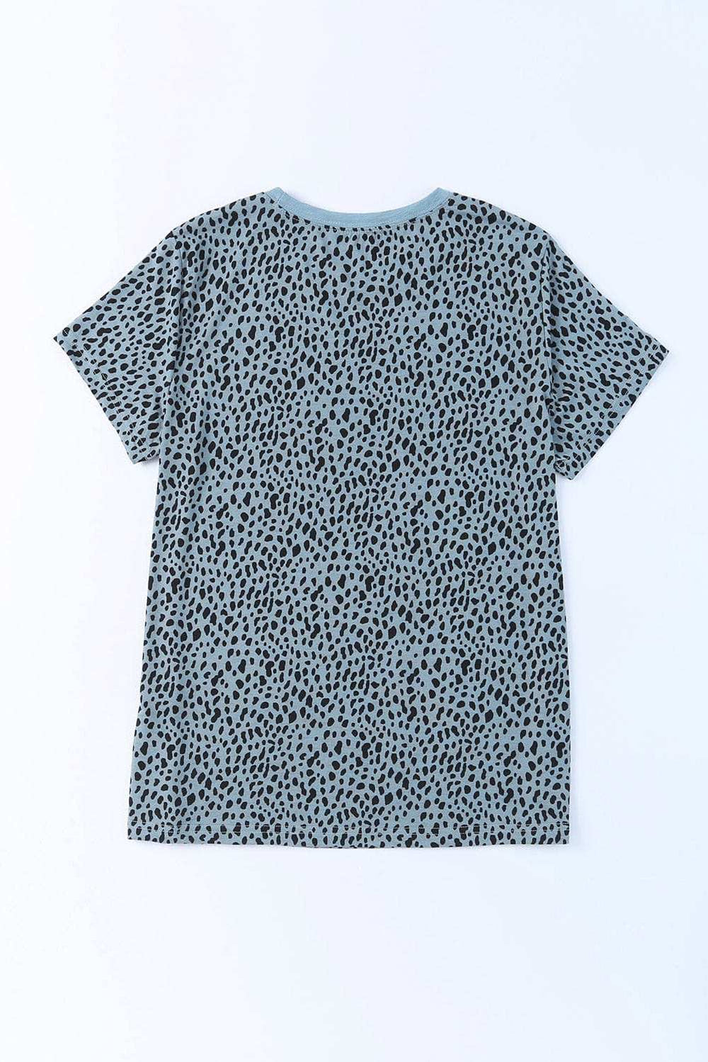 Animal Print Round Neck Short Sleeve T-Shirt - Trendsi - Flyclothing LLC