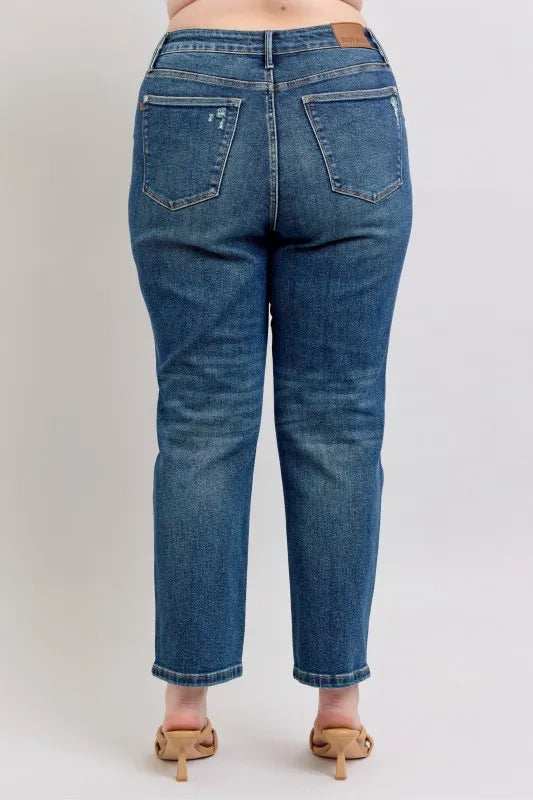 Judy Blue Full Size High Waisted Rigid Magic Non-destroy Straight Leg Jeans Plus Size - Trendsi - Flyclothing LLC
