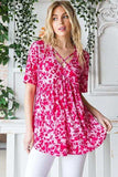 Heimish Full Size Short Sleeve Crisscross Animal Babydoll Top Plus Size - Trendsi - Flyclothing LLC
