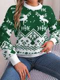 Christmas Element Round Neck Long Sleeve Sweater - Trendsi - Flyclothing LLC