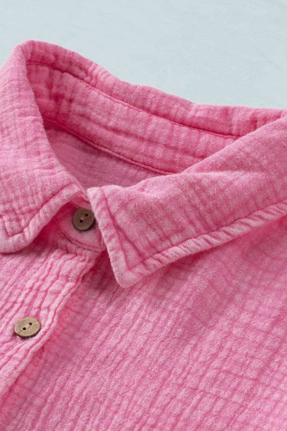 Button Down Collared Neck Long Sleeve Shirt - Trendsi - Flyclothing LLC