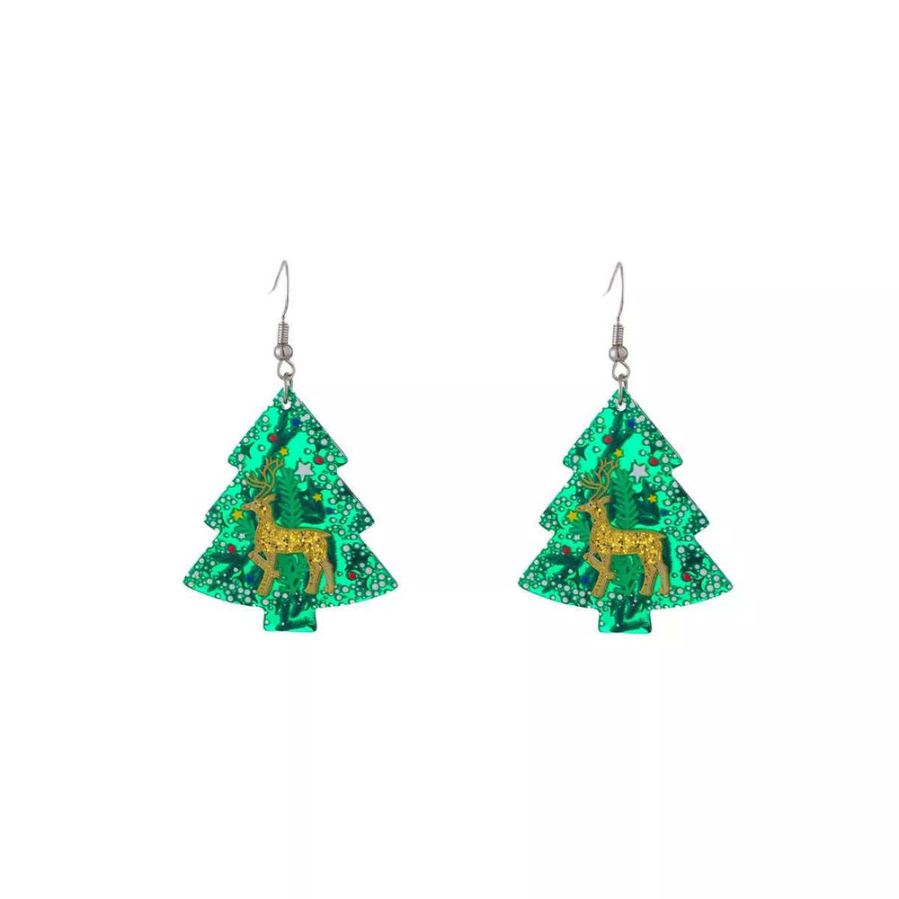 Christmas Tree Glitter Dangle Earrings - Trendsi - Flyclothing LLC