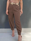 High Waist Cropped Pants - Trendsi - Flyclothing LLC