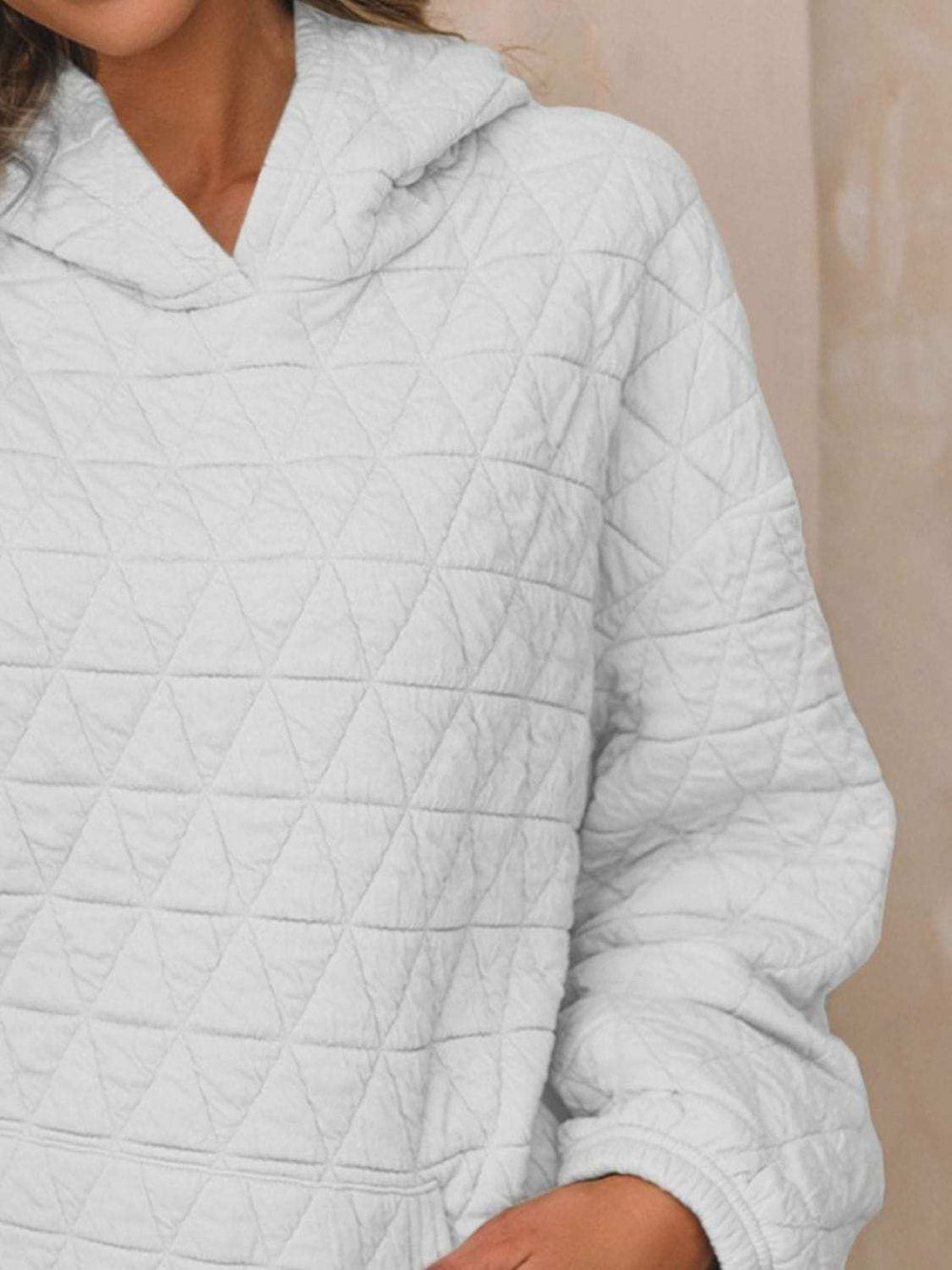 Textured Long Sleeve Hoodie with Pockets - Trendsi - Flyclothing LLC