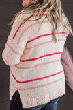 Plus Size Confetti Striped Round Neck Sweater - Trendsi - Flyclothing LLC