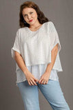Umgee Full Size Eyelet Layered Short Sleeve Blouse Plus Size - Trendsi - Flyclothing LLC