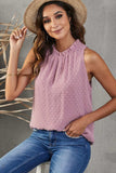 Frill Swiss Dot Round Neck Tank - Trendsi - Flyclothing LLC