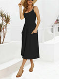 Scoop Neck Midi Dress with Pockets - Trendsi - Flyclothing LLC