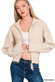 Zenana Ribbed Collared Zip Up Sweater Cardigan - Trendsi - Flyclothing LLC