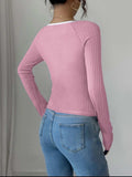 Contrast Trim Long Sleeve T-Shirt - Trendsi - Flyclothing LLC