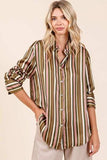 Mittoshop Striped Button Down Satin Shirt - Trendsi - Flyclothing LLC