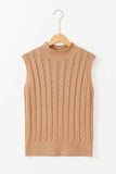 Cable-Knit Mock Neck Sweater Vest - Trendsi - Flyclothing LLC