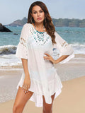 Backless Cutout Three-Quarter Sleeve Cover Up - Trendsi - Flyclothing LLC