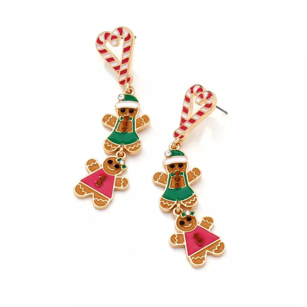 Christmas Gingerbread Man Dangle Earrings - Trendsi - Flyclothing LLC