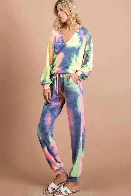 BiBi Tie Dye French Terry Casual Pants - Trendsi - Flyclothing LLC