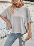 Lovelet Round Neck Half Sleeve T-Shirt - Trendsi - Flyclothing LLC