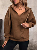 Drawstring Dropped Shoulder Long Sleeve Hoodie - Trendsi - Flyclothing LLC