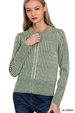 Zenana Ribbed Two Tone Zip Up Sweater Cardigan - Trendsi - Flyclothing LLC