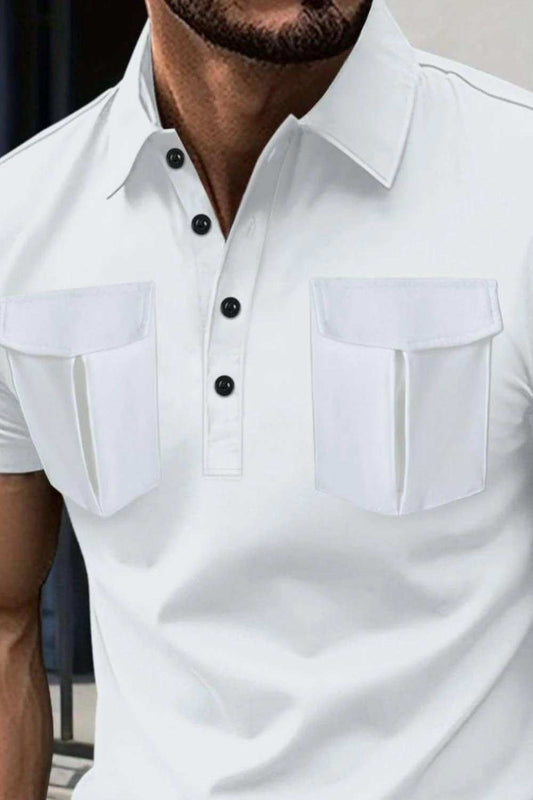 Men's Full Size Collared Short Sleeve Polo Plus Size - Trendsi - Flyclothing LLC